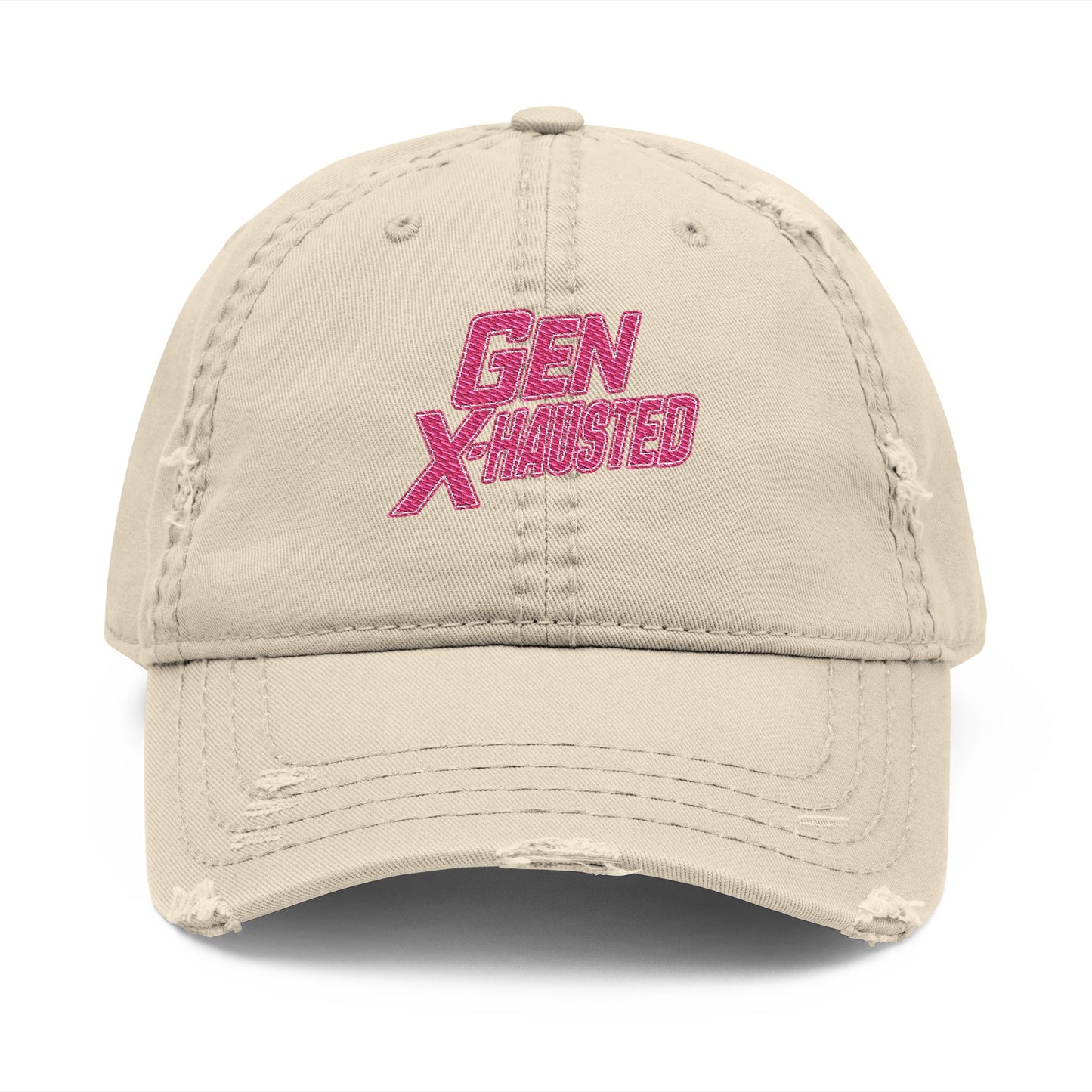 Embroidered Hat, Gen X-Hausted Distressed Dad Cap, Funny Gift for Gen X, Vintage Gen X Apparel, Retro Gen X Accessories, Embroidery Baseball
