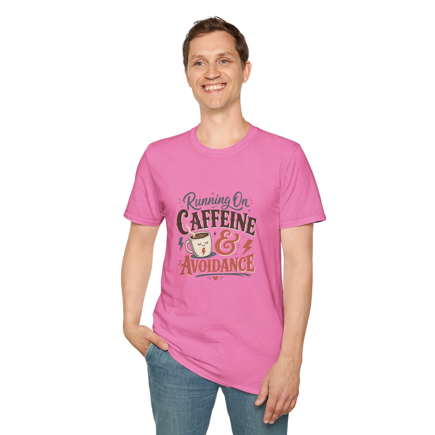 Running On Caffeine & Avoidance T-Shirt | Funny Coffee Quote Tee