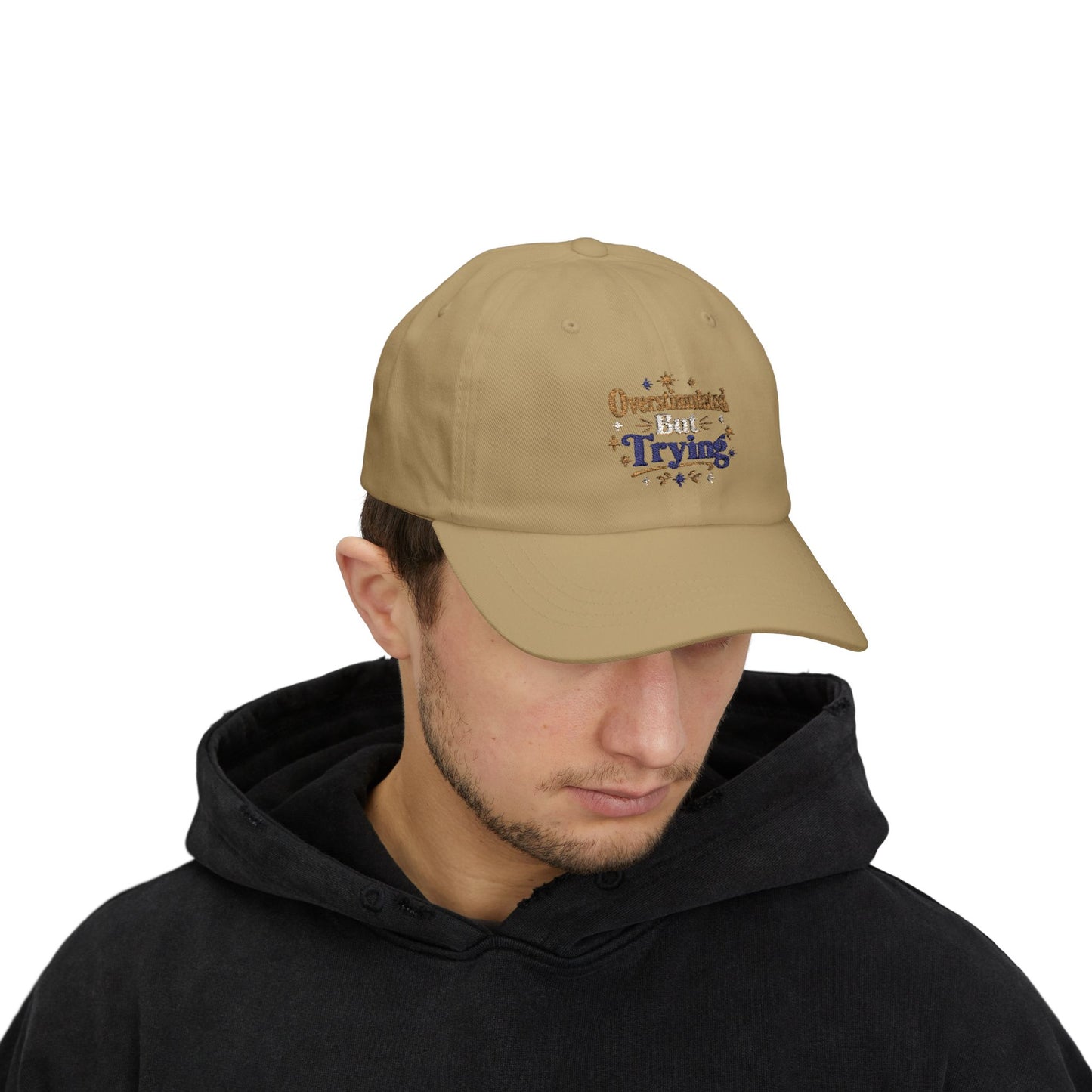 Overstimulated But Try Dad Cap — Funny Dad Hat for Tired Parents