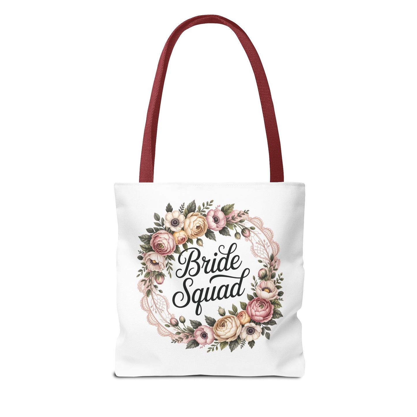 Bride Squad Tote Bag | Floral Wreath, Custom Name Option