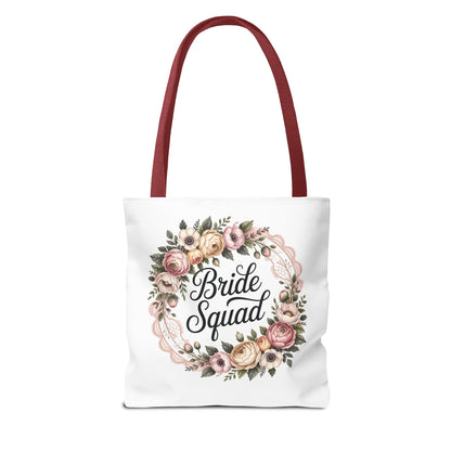 Bride Squad Tote Bag | Floral Wreath, Custom Name Option