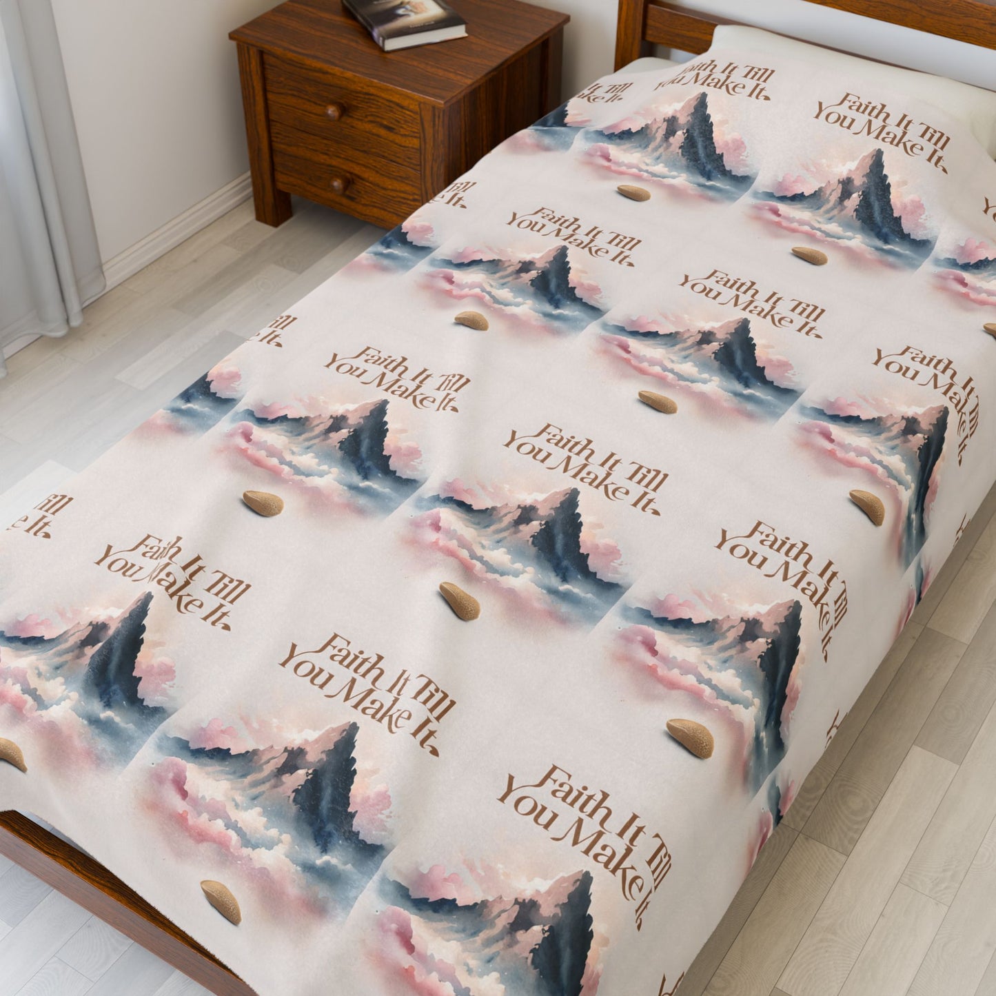 Cozy Inspirational Quote Velveteen Plush Blanket | Soft Home Decor, Gift for Her, Motivational Throw, Self-Care Blanket, Comfort Gift, Faith