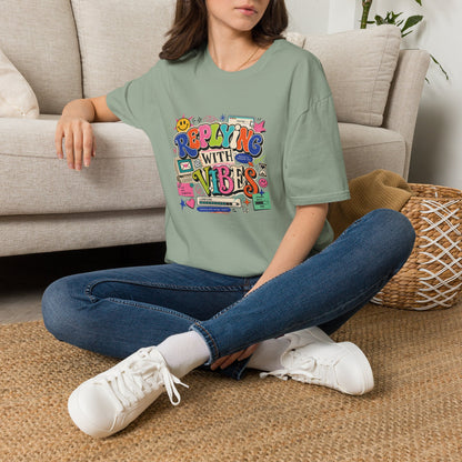 Replying With Vibes T-Shirt | Retro Colorful Typography, 90s Aesthetic