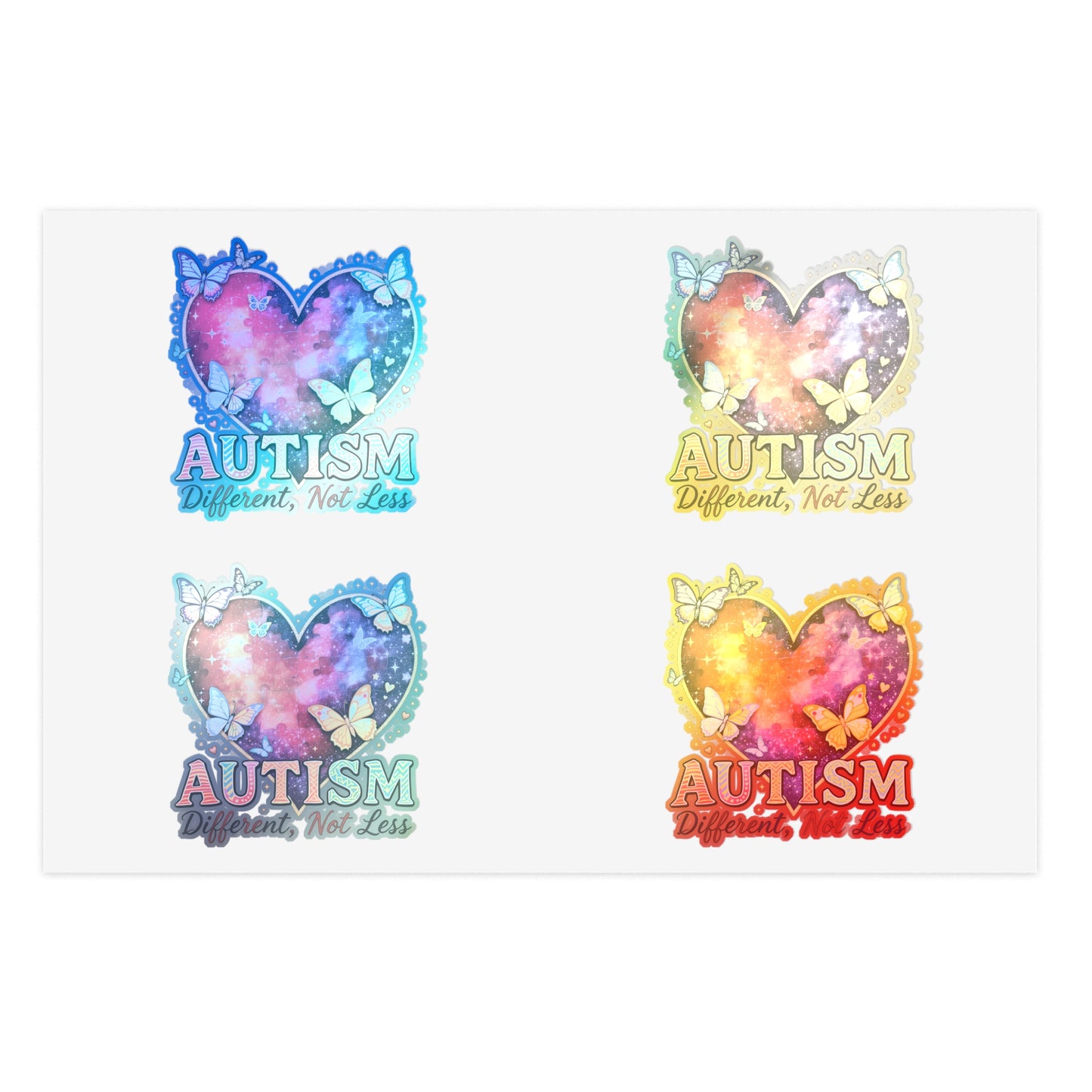Autism Different Not Less sticker sheets | Heart puzzle butterfly design