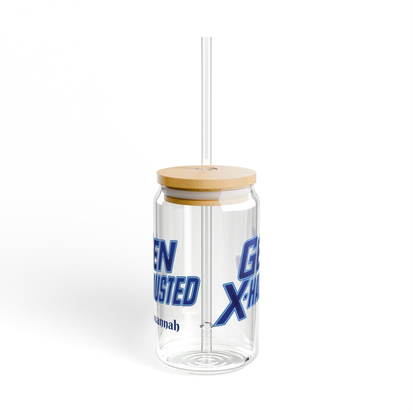 Gen X-Hausted Sipper Glass, Funny 16oz Cup for Generation X, Birthday Gift, Gen X Humor Glassware, Novelty Drinking Glass, Gift for