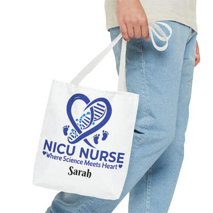 NICU Nurse Tote Bag, Science Meets Heart Bag, Gift for Nurses, Healthcare Tote, Personalized Nurse Gift