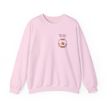 Queen of the Hive Bee Sweatshirt | Antique rose floral wreath