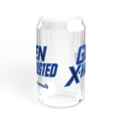 Gen X-Hausted Sipper Glass, Funny 16oz Cup for Generation X, Birthday Gift, Gen X Humor Glassware, Novelty Drinking Glass, Gift for