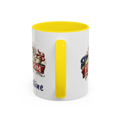 250 Years of Freedom Coffee Mug | Personalized Name - America 250th Anniversary, Semiquincentennial, Patriotic Gift, Heritage Celebration