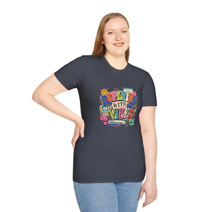 Replying With Vibes T-Shirt | Retro Colorful Typography, 90s Aesthetic