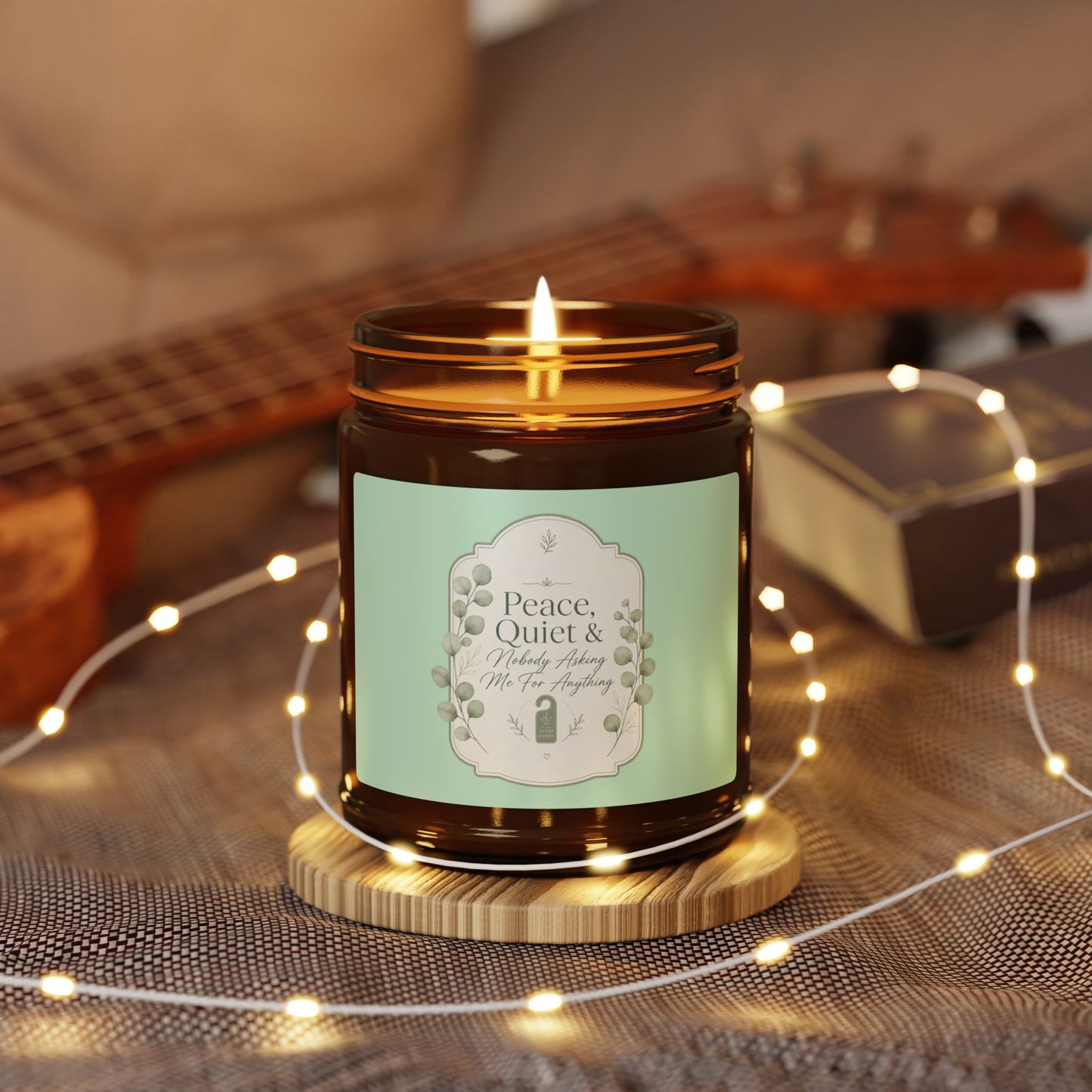 Peace Quiet & Candle Soy Candle | Amber Jar, Calming Botanical Scent