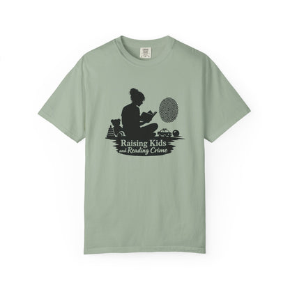 Raising Kids and Reading Crime T-shirt | Mom Reader Detective Design