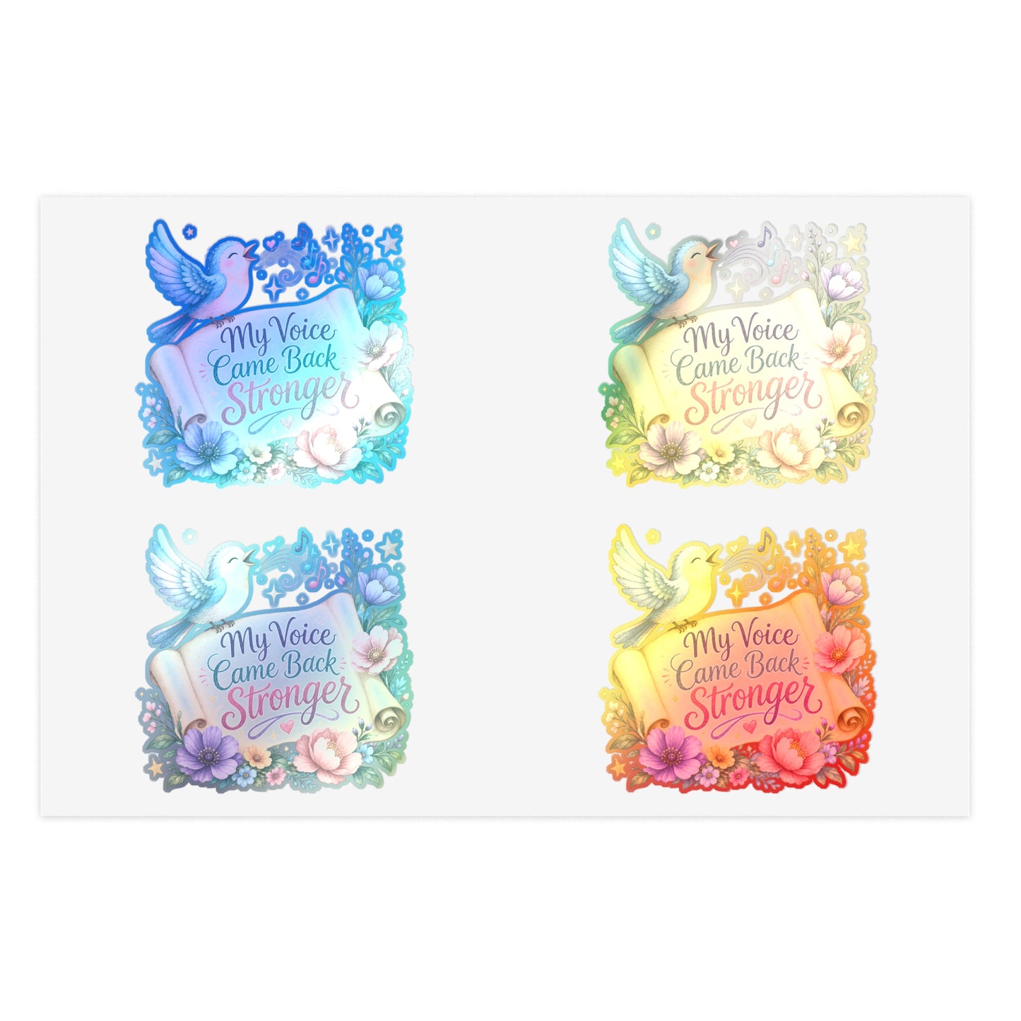 My Voice Came Back Stronger Sticker Sheet | Floral Hummingbird Inspirational