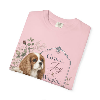 Cavalier King Charles Spaniel floral portrait T-shirt | Grace Joy Wagging Tails
