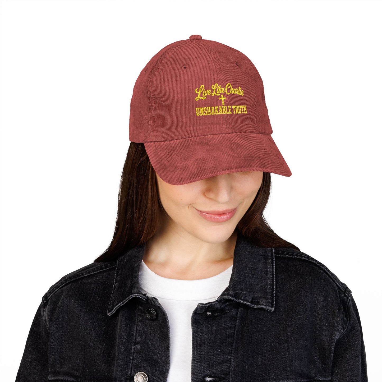Live Like Charlie Unshakable Truth embroidered Corduroy Cap