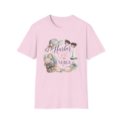 Harbor Girl illustration T-Shirt | Nautical hat, sailboat, seashells