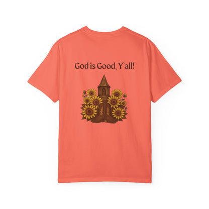Unisex Sunflower Tee - Inspirational T-Shirt, God is Good Y'all, Casual Wear, Gift for Gardeners, Faith-Based Apparel