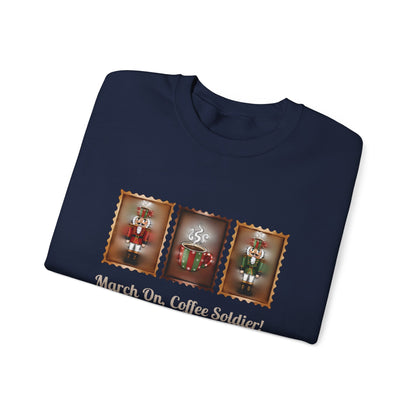 Coffee Soldier Nutcracker Crewneck Sweatshirt | March On, Coffee Soldier!