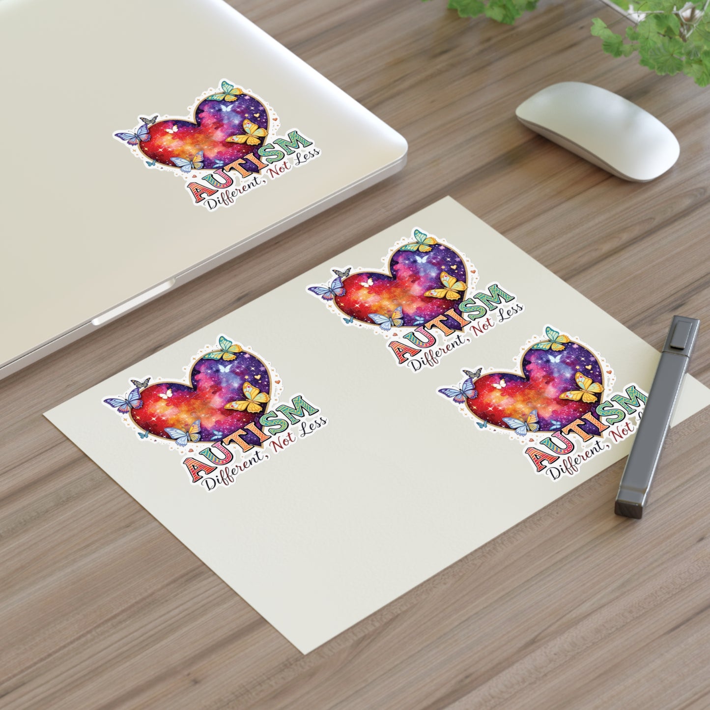 Autism Different Not Less sticker sheets | Heart puzzle butterfly design