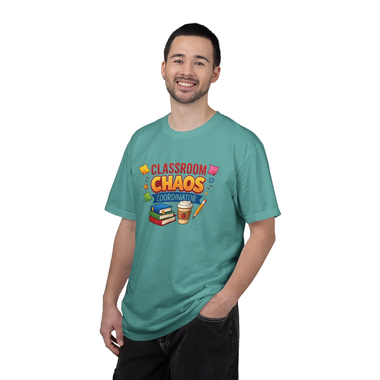 Classroom Chaos Coordinator T-shirt | Teacher Coffee Books Pencil