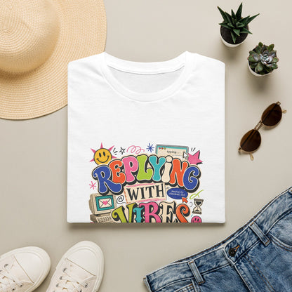 Replying With Vibes T-Shirt | Retro Colorful Typography, 90s Aesthetic
