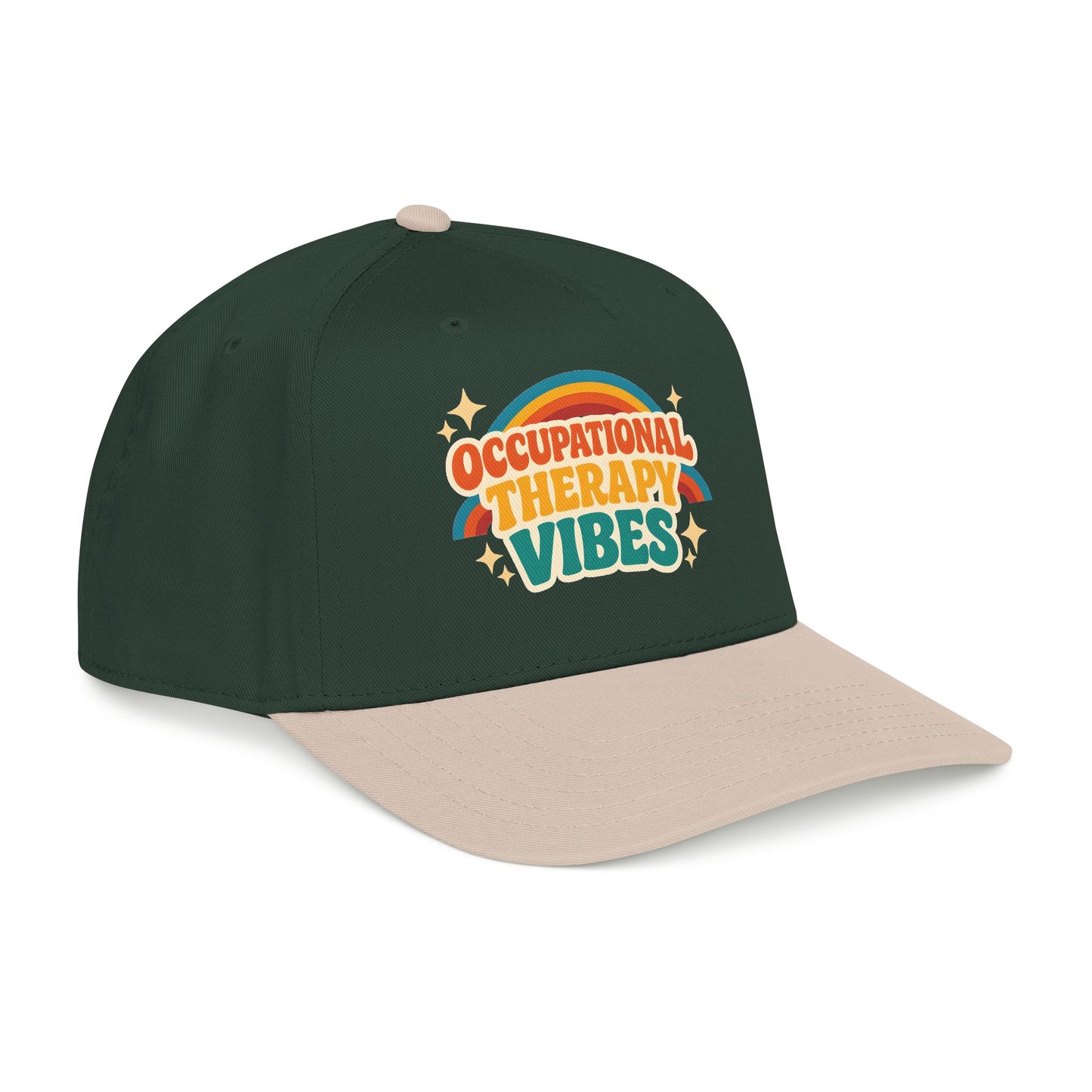 Occupational Therapy Vibes Cap | Retro Rainbow Mid Profile Baseball Cap