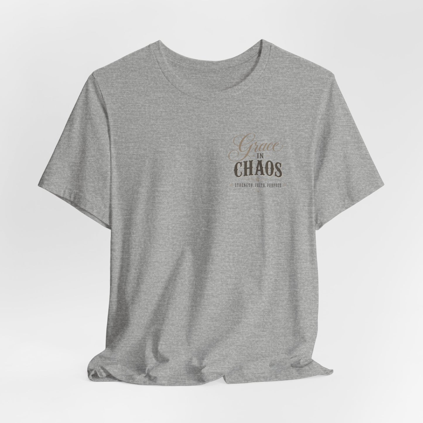 Grace in Chaos Tee | Inspirational scripture typography shirt