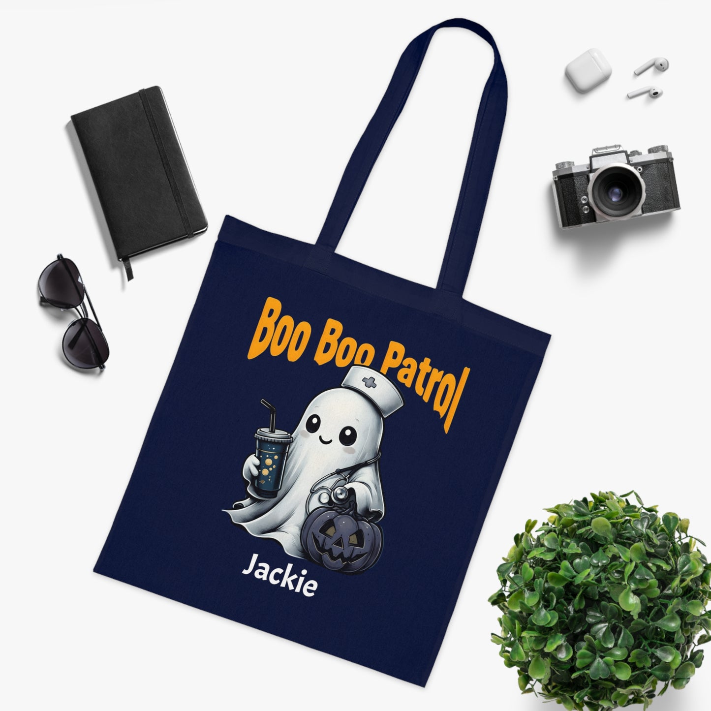 Boo Boo Patrol Nurse Halloween Tote Bag, Cute Ghost Design, Trick or Treat Bag, Halloween Party, Spooky Season Essential, Nurses Gift