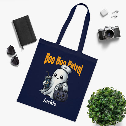 Boo Boo Patrol Nurse Halloween Tote Bag, Cute Ghost Design, Trick or Treat Bag, Halloween Party, Spooky Season Essential, Nurses Gift