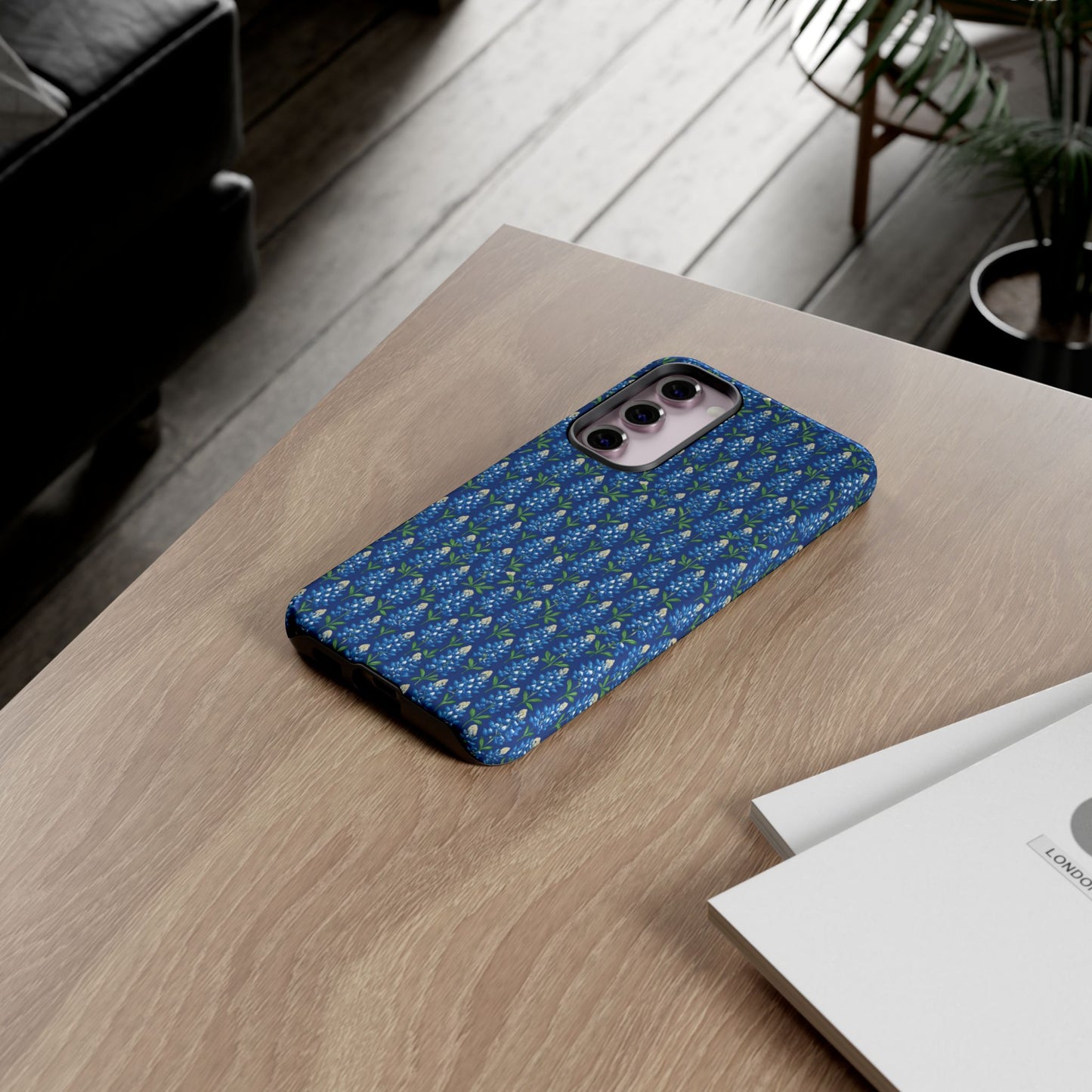 Phone Case, Texas Bluebonnet Tough Case, Navy Floral Phone Cover, Protective iPhone Case, Samsung Galaxy Case, Texas Wildflower Gift