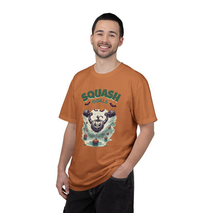 Halloween Fitness T-Shirt, Squash Goals Tee, Pumpkin Workout Shirt, Spooky Gym Wear, Fall Exercise Top, Unisex Apparel