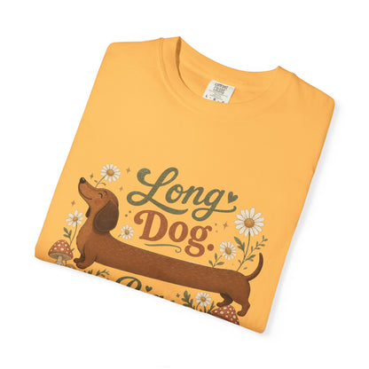 Long Dog Big Personality Dachshund T-shirt | Cute Sausage Dog Floral Design