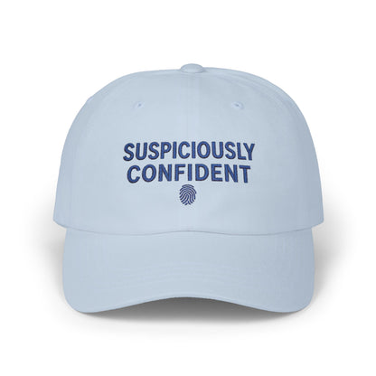 Suspiciously Confident Dad Cap | Embroidered Text, Fingerprint Accent