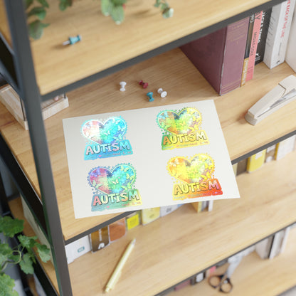 Autism Puzzle Heart Sticker Sheet | Accept Understand Love, Rainbow Awareness