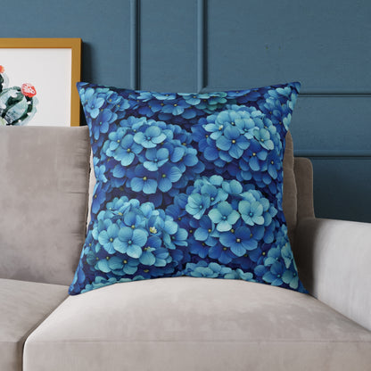Blue Hydrangea Pattern Pillow | Floral Cushion Cover
