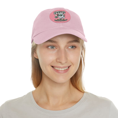 Sorry I Am Cranky golf cartoon Dad Hat | Leather Patch