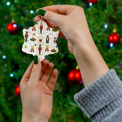 Nutcracker Pattern Ceramic Ornament | Star Shape Christmas Ornament