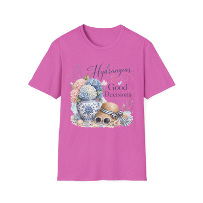Hydrangeas & Good Decisions T-Shirt | Floral Hydrangea Design