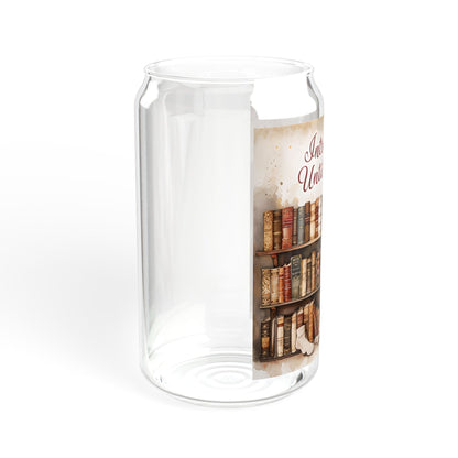 Introverted Sipper Glass, Cozy Reading Glass, 16oz Jar with Straw, Perfect Gift for Book Lovers and Introverts, Ideal for Home Decor