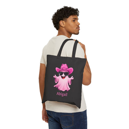 Playful Custom Tote Bag - Fun Pink Ghost Design, Cute Gift for Kids, Shopping, Beach, or Everyday Use