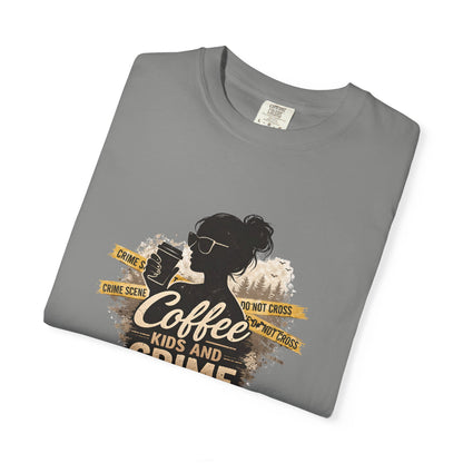 Coffee Kids and Crime Podcast Mom T-Shirt | Coffee Mug Silhouette Tee