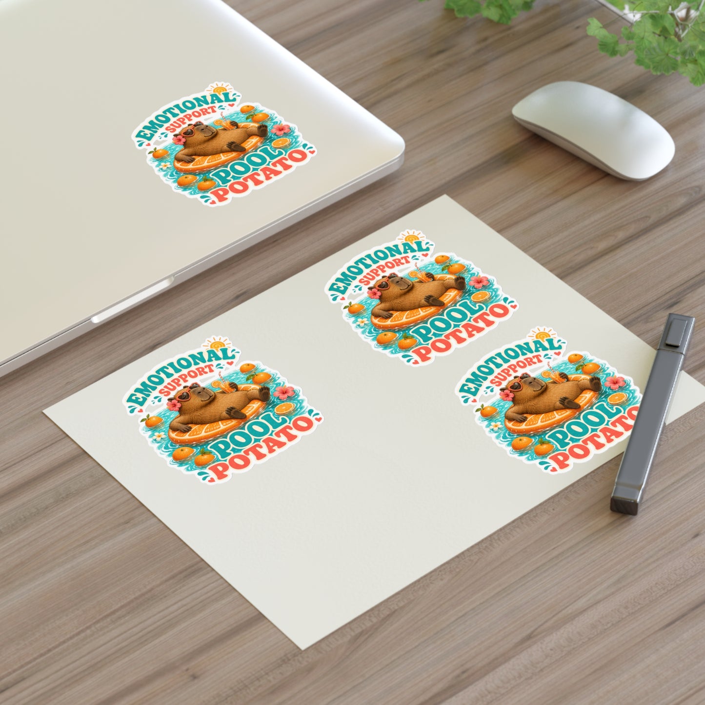 Emotional Support Pool Potato Capybara Sticker Sheet
