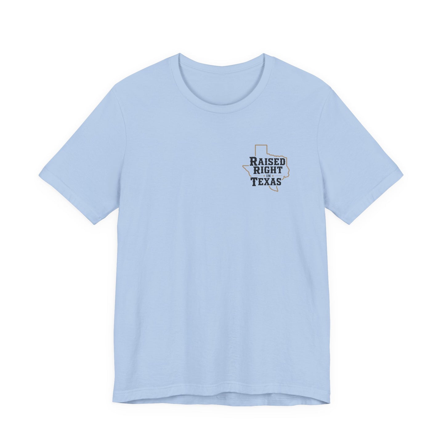 Raised Right in Texas T-Shirt | Texas Outline, Typographic Western Design