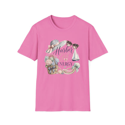 Harbor Girl illustration T-Shirt | Nautical hat, sailboat, seashells
