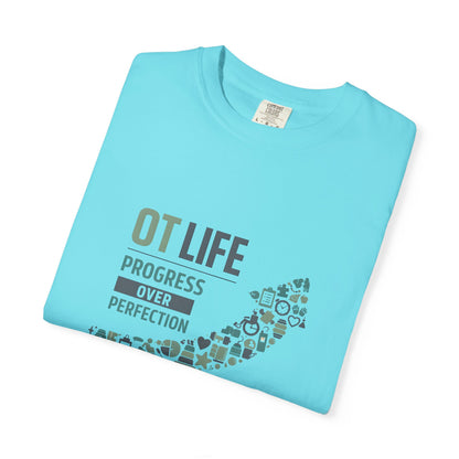 OT Life Progress Over Perfection T-Shirt | Occupational Therapy Arrow Design
