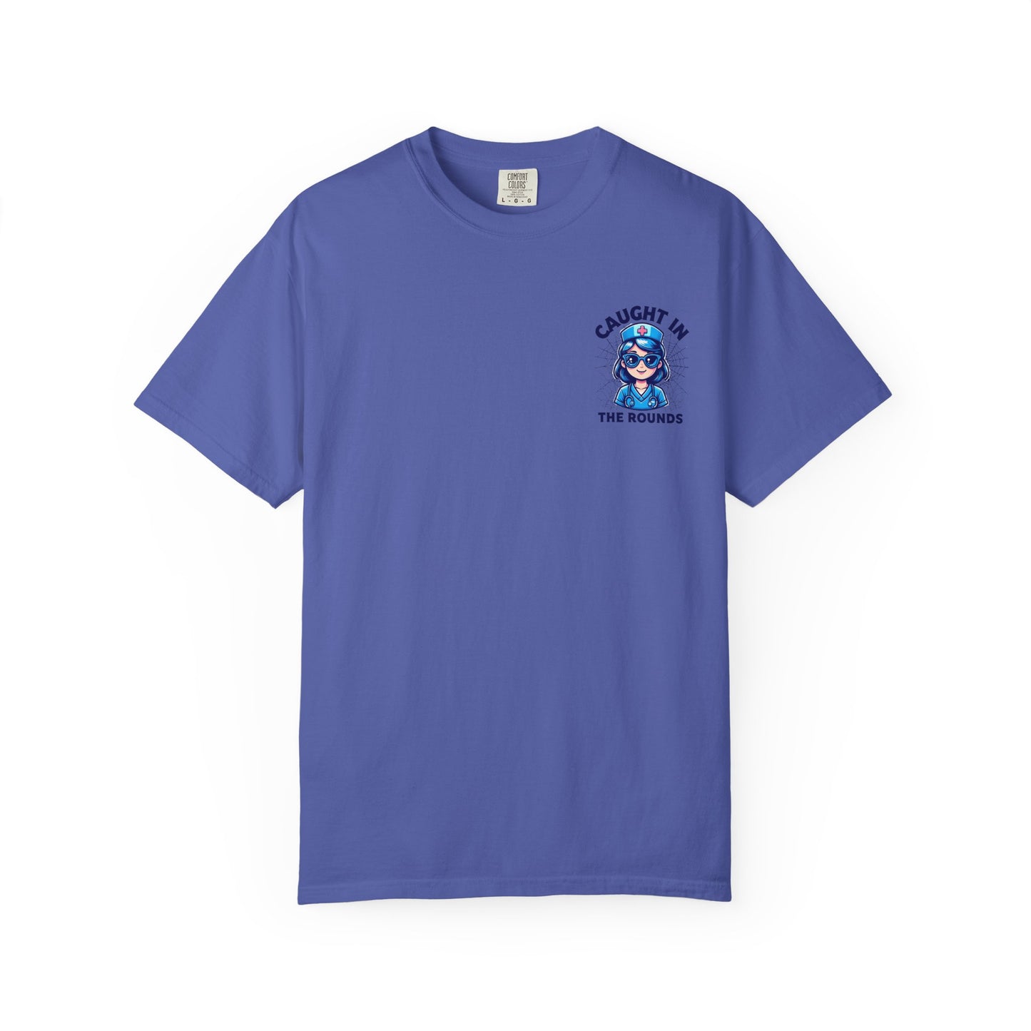 Unisex Graphic Tee - 'Caught in the Rounds', Casual Wear, Gift for Friends, Comfortable Everyday Tee, Fun Summer Shirt, Halloween Nurse