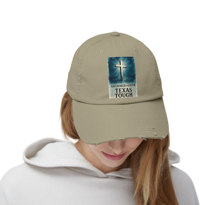 Cap, Anchored in Faith Texas Tough Distressed Hat, Unisex Baseball Cap, Texas Strength Tragedy Gift, Faithful Gift, Inspirational Headwear,