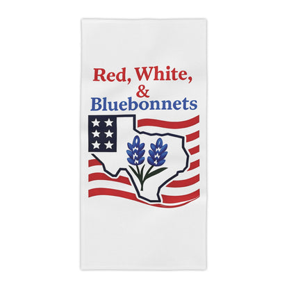 Texas Themed Beach Towel, Red White Bluebonnets Independence Day Towel, Patriotic Pool Towel, Fourth of July Gift, Summer Holiday Towel, USA