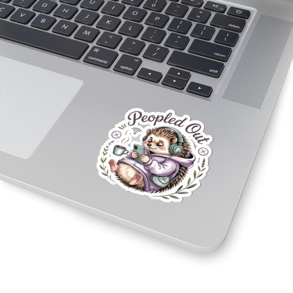 Peopled Out Hedgehog Sticker | Kiss-Cut Sticker, Cute Lazy Animal