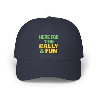 Here For The Rally & Fun Dad Cap | Embroidered Sport Rally Hat